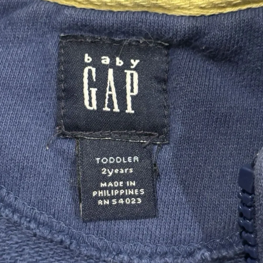 Baby Gap 2000s Y2K Adventure Nautical Zip Hoodie Jacket Blue Toddler 2 Years